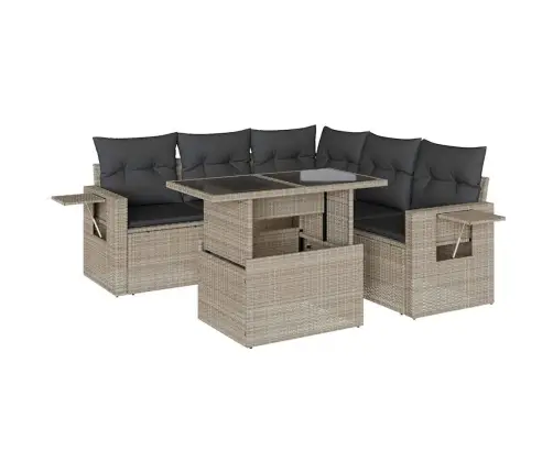 Sofos Komplektas Su Pagalvėlėmis, 6 Dalių, Pilkas, Poliratanas