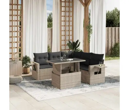 Sofos Komplektas Su Pagalvėlėmis, 6 Dalių, Pilkas, Poliratanas