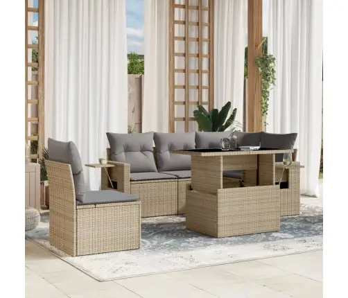 6-Osaline Aiadiivani Komplekt Patjadega, Beež, Polürotang