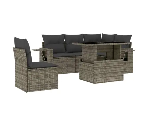 6-Daļīgs Dārza Dīvāna Komplekts Ar Matračiem, Pelēks Pe Pinums Vidaxl