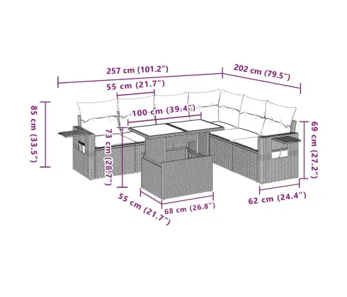 7-Osaline Aiadiivani Komplekt Patjadega, Must, Polürotang
