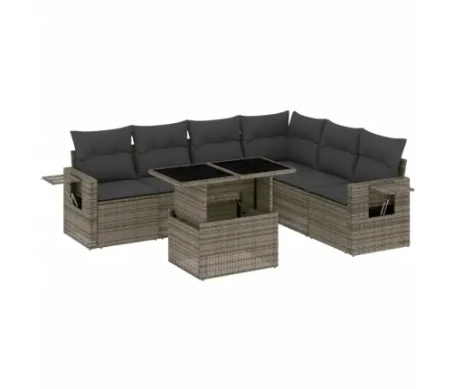 Sofos Komplektas Su Pagalvėlėmis, 7 Dalių, Pilkas, Poliratanas