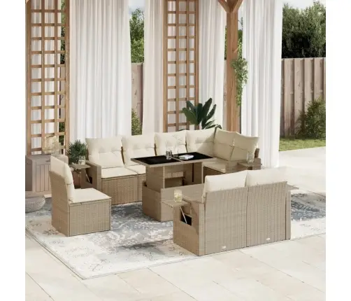 9-Osaline Aiadiivani Komplekt Patjadega, Beež, Polürotang