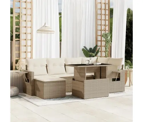 7-Osaline Aiadiivani Komplekt Patjadega, Beež, Polürotang