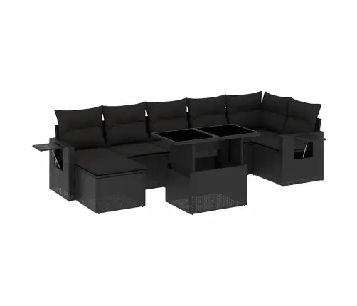 8-Daļīgs Dārza Dīvāna Komplekts, Matrači, Melna Pe Rotangpalma Vidaxl