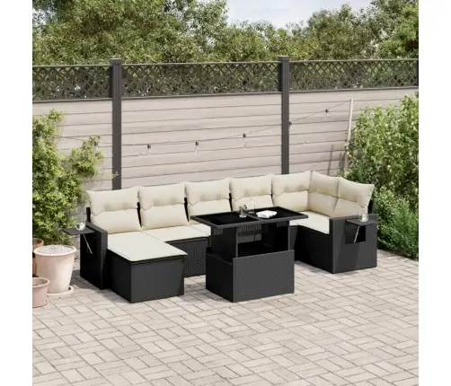 8-Daļīgs Dārza Dīvāna Komplekts, Matrači, Melna Pe Rotangpalma Vidaxl