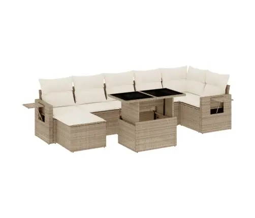 8-Osaline Aiadiivani Komplekt Patjadega, Beež, Polürotang