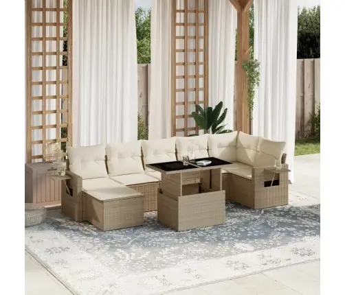 8-Osaline Aiadiivani Komplekt Patjadega, Beež, Polürotang