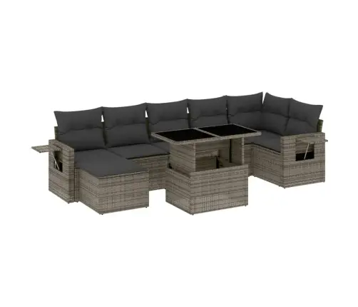 8-Daļīgs Dārza Dīvāna Komplekts Ar Matračiem, Pelēks Pe Pinums Vidaxl