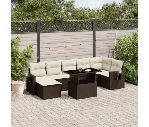 8-Daļīgs Dārza Dīvānu Komplekts, Matrači, Brūna Pe Rotangpalma Vidaxl