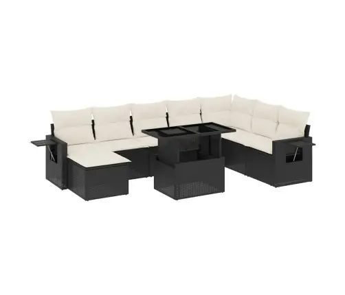 8-Daļīgs Dārza Dīvāna Komplekts, Matrači, Melna Pe Rotangpalma Vidaxl