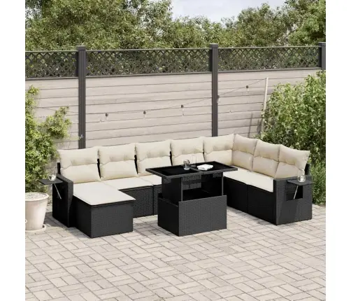 8-Daļīgs Dārza Dīvāna Komplekts, Matrači, Melna Pe Rotangpalma Vidaxl