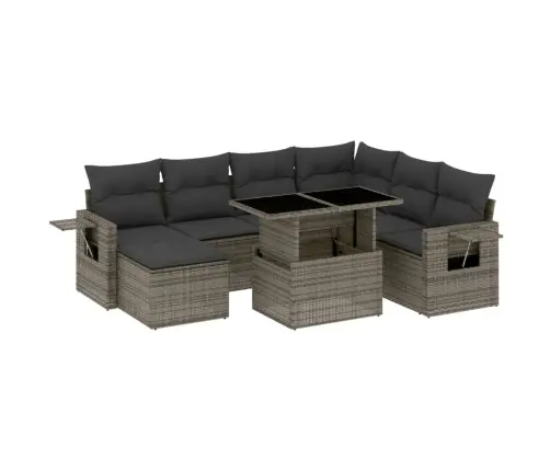 8-Daļīgs Dārza Dīvāna Komplekts Ar Matračiem, Pelēks Pe Pinums Vidaxl