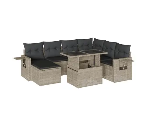 Sodo Komplektas Su Pagalvėlėmis, 8 Dalių, Pilkas, Poliratanas