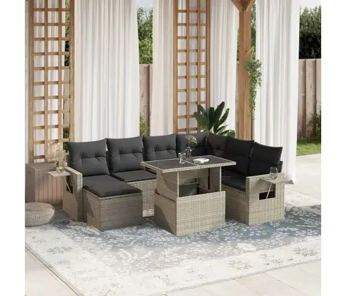 Sodo Komplektas Su Pagalvėlėmis, 8 Dalių, Pilkas, Poliratanas