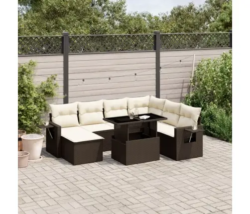 8-Daļīgs Dārza Dīvānu Komplekts, Matrači, Brūna Pe Rotangpalma Vidaxl