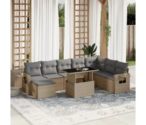 9-Osaline Aiadiivani Komplekt Patjadega, Beež, Polürotang