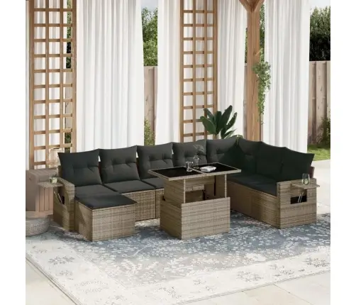 9-Osaline Aiadiivani Komplekt Patjadega, Hall, Polürotang 9-Osaline Aiadiivani Komplekt Patjadega, Hall, Polürotang