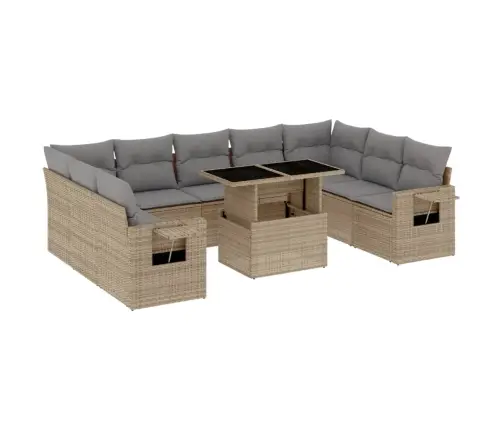 10-Osaline Aiadiivani Komplekt Patjadega, Beež, Polürotang