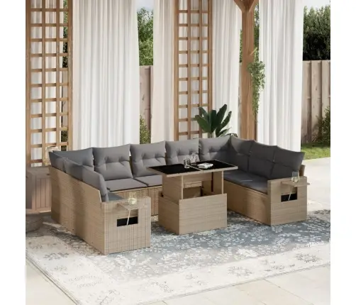 10-Osaline Aiadiivani Komplekt Patjadega, Beež, Polürotang