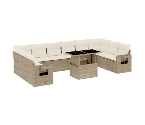 Sodo Komplektas Su Pagalvėlėmis, 11 Dalių, Smėlio, Poliratanas