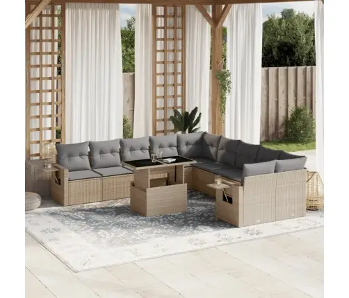 11-Osaline Aiadiivani Komplekt Patjadega, Beež, Polürotang