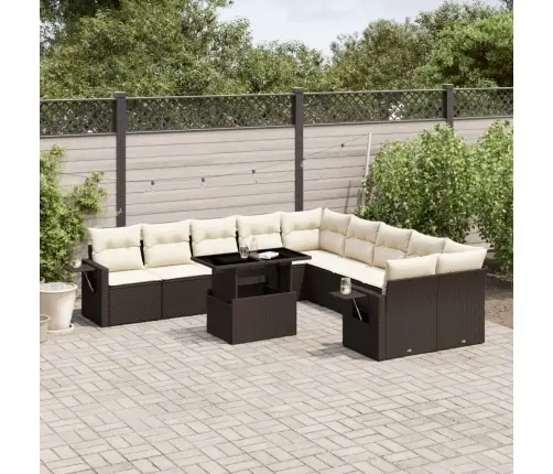 Sodo Komplektas Su Pagalvėlėmis, 11 Dalių, Rudas, Poliratanas