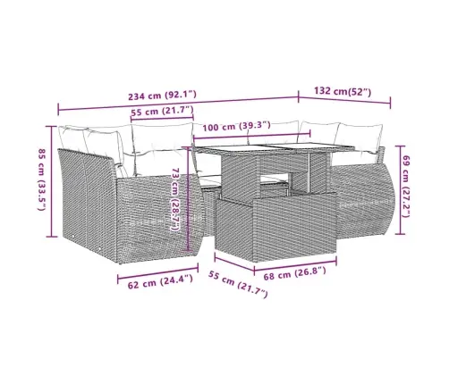7-Daļīgs Dārza Dīvāna Komplekts Ar Matračiem, Melna Pe Vidaxl