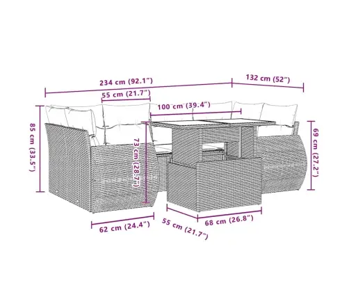 7-Osaline Aiadiivani Komplekt Patjadega, Beež, Polürotang