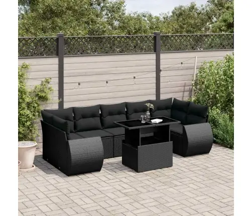 8-Daļīgs Dārza Dīvāna Komplekts, Matrači, Melna Pe Rotangpalma Vidaxl