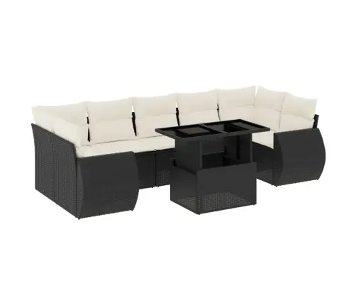 8-Daļīgs Dārza Dīvāna Komplekts, Matrači, Melna Pe Rotangpalma Vidaxl