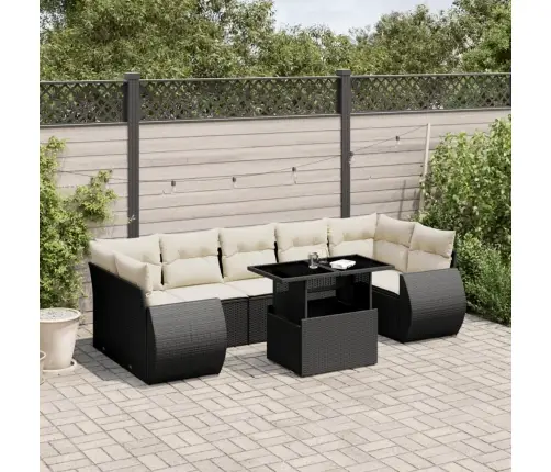 8-Daļīgs Dārza Dīvāna Komplekts, Matrači, Melna Pe Rotangpalma Vidaxl