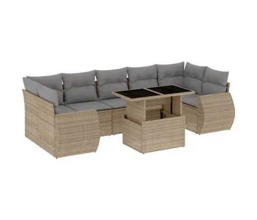 8-Osaline Aiadiivani Komplekt Patjadega, Beež, Polürotang