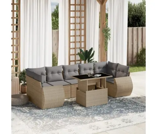 8-Osaline Aiadiivani Komplekt Patjadega, Beež, Polürotang