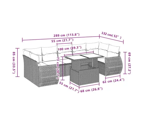 8-Osaline Aiadiivani Komplekt Patjadega, Hall, Polürotang