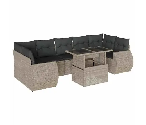 8-Daļīgs Dārza Dīvāna Komplekts,Matrači, Gaiši Pelēka Pe Pinums Vidaxl