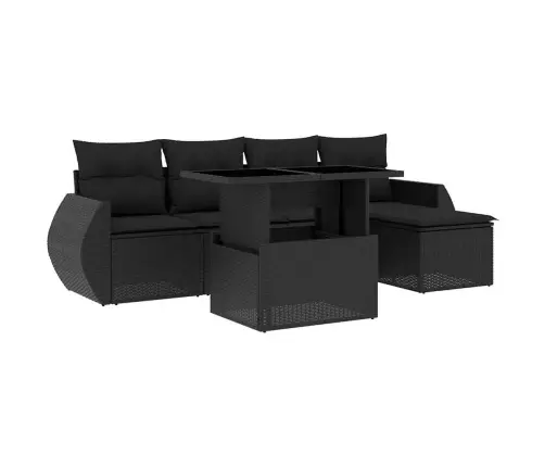6-Daļīgs Dārza Dīvāna Komplekts, Matrači, Melna Pe Rotanpalma Vidaxl