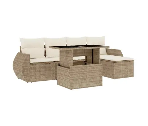 6-Daļīgs Dārza Dīvāna Komplekts, Matrači, Bēša Pe Rotangpalma Vidaxl