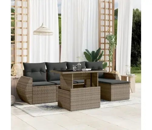 6-Daļīgs Dārza Dīvāna Komplekts Ar Matračiem, Pelēks Pe Pinums Vidaxl