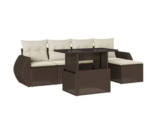 6-Osaline Aiamööblikomplekt Patjadega, Pruun, Polürotang