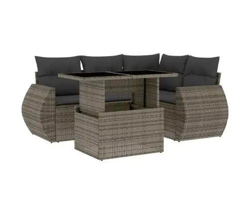 Sofos Komplektas Su Pagalvėlėmis, 5 Dalių, Pilkas, Poliratanas