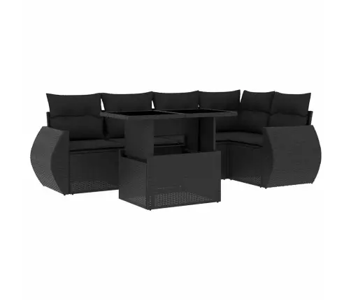 6-Daļīgs Dārza Dīvāna Komplekts, Matrači, Melna Pe Rotanpalma Vidaxl