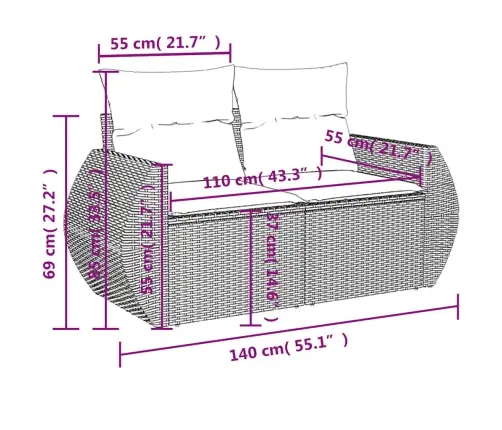 6-Daļīgs Dārza Dīvāna Komplekts, Matrači, Melna Pe Rotanpalma Vidaxl