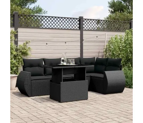 6-Daļīgs Dārza Dīvāna Komplekts, Matrači, Melna Pe Rotanpalma Vidaxl