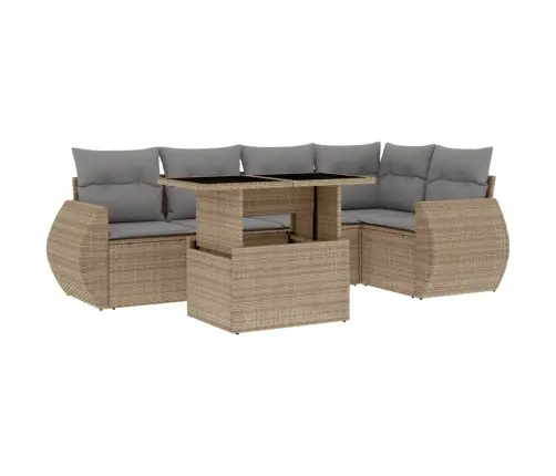 6-Daļīgs Dārza Dīvāna Komplekts, Matrači, Bēša Pe Rotangpalma Vidaxl