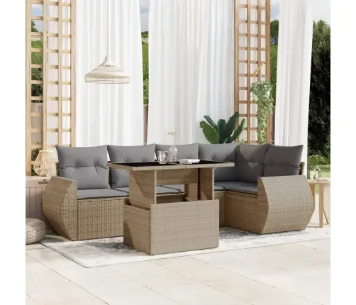 6-Daļīgs Dārza Dīvāna Komplekts, Matrači, Bēša Pe Rotangpalma Vidaxl