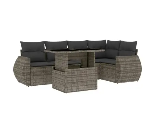 Sofos Komplektas Su Pagalvėlėmis, 6 Dalių, Pilkas, Poliratanas