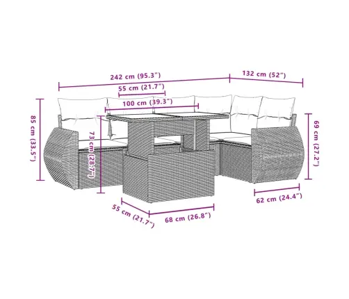 Sofos Komplektas Su Pagalvėlėmis, 6 Dalių, Pilkas, Poliratanas