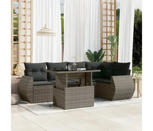 Sofos Komplektas Su Pagalvėlėmis, 6 Dalių, Pilkas, Poliratanas