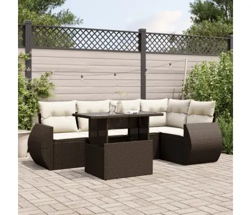 Sofos Komplektas Su Pagalvėlėmis, 6 Dalių, Rudas, Poliratanas